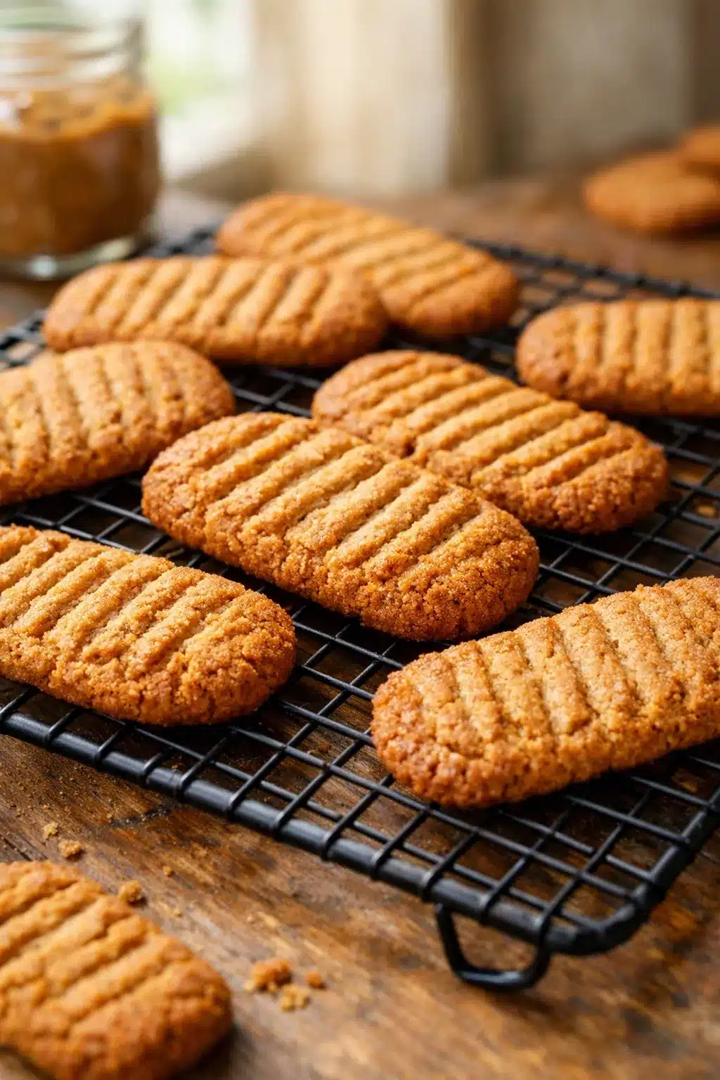 Best Cookies for Yogurt Cheesecake (Viral Japanese Style) 6 Homemade Biscoff cookies cooling on a baking rack