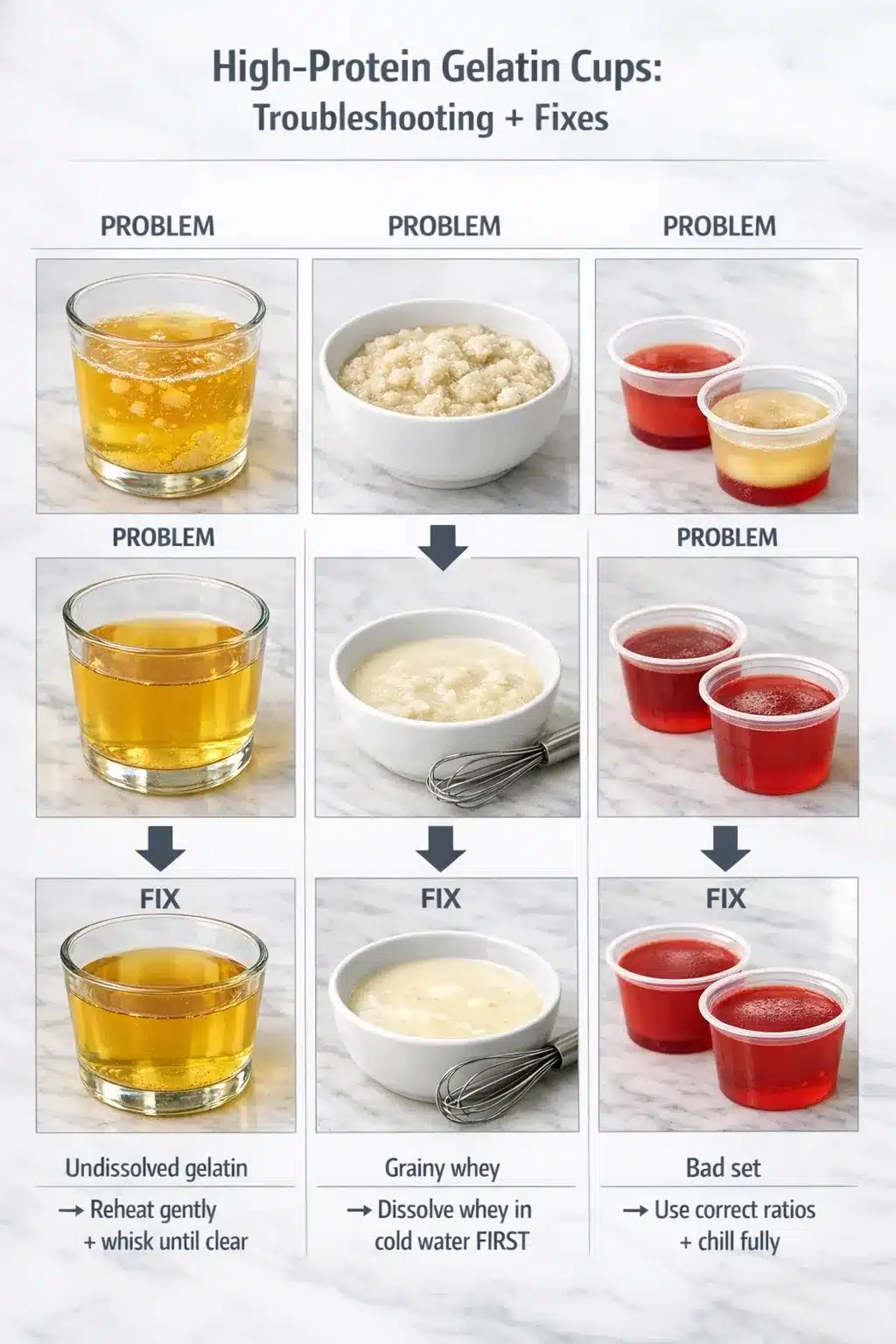 Troubleshooting tips for high protein gelatin cups