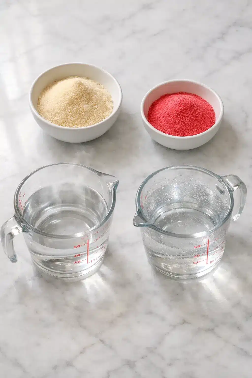 Jello Trick Recipe (Keto, 3 Ingredients) + Protein Option 1 Ingredients for jello trick recipe including gelatin, sugar-free drink mix, and water