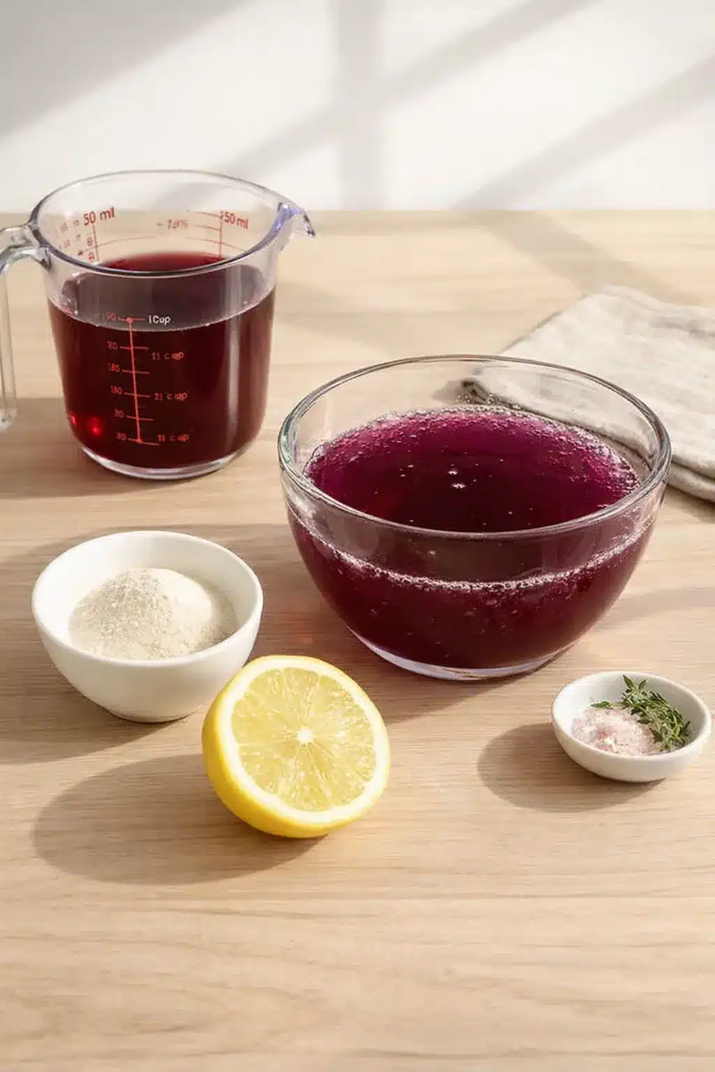 Pink Gelatin Trick Recipe: Exact Steps and 15–30 Minute Timing 2 ingredients for pink gelatin trick recipe on a wooden table