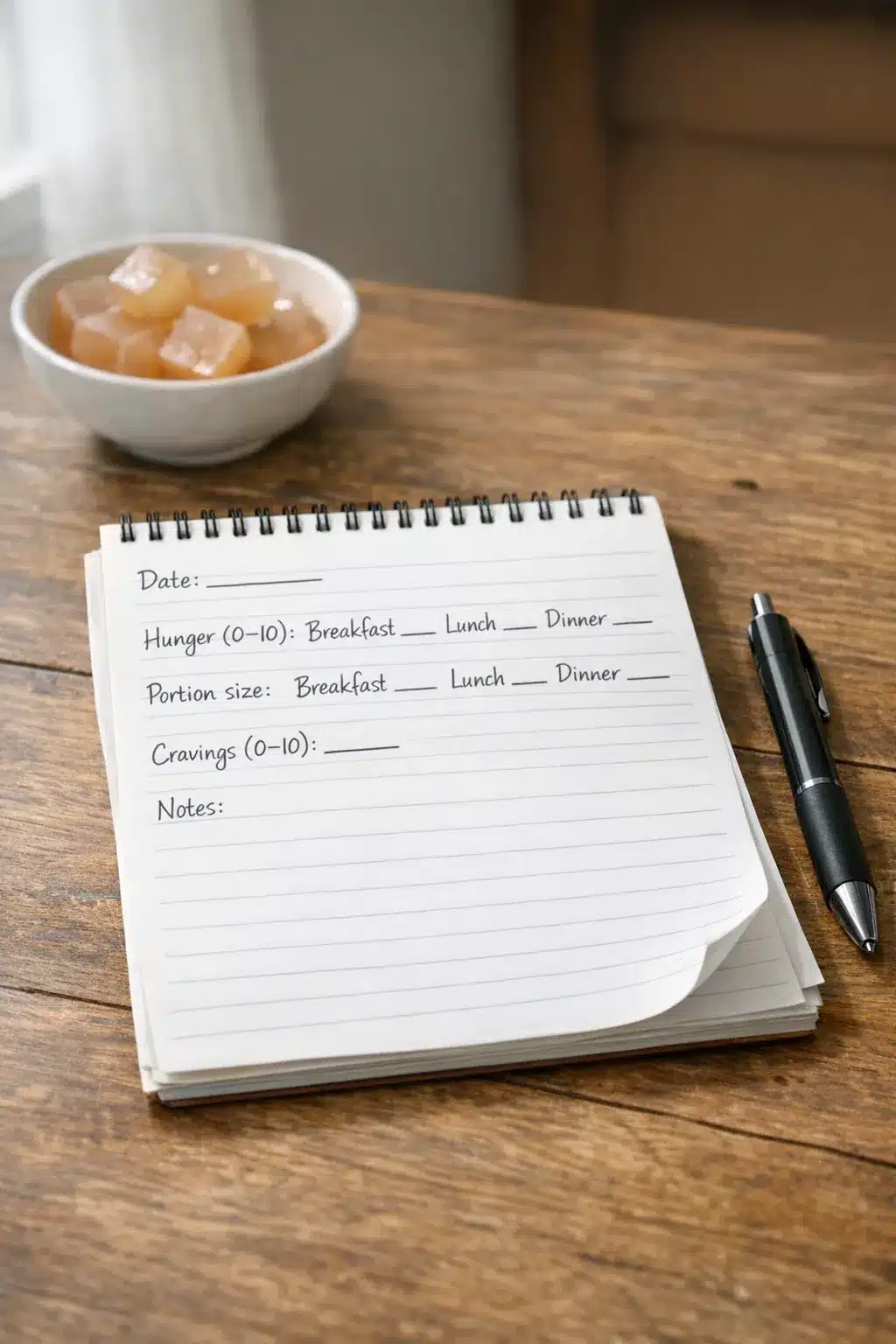 Does the Gelatin Trick Work? Evidence, Limits, and a 7-Day Test 4 does the gelatin trick work A notepad with hunger tracking results for the gelatin trick.