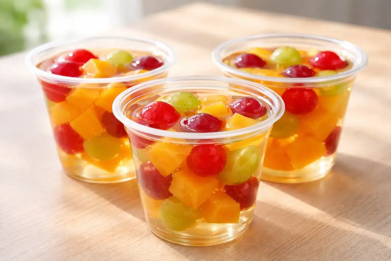 Fruit Cocktail Gelatin Cups with Apple Juice Gelatin