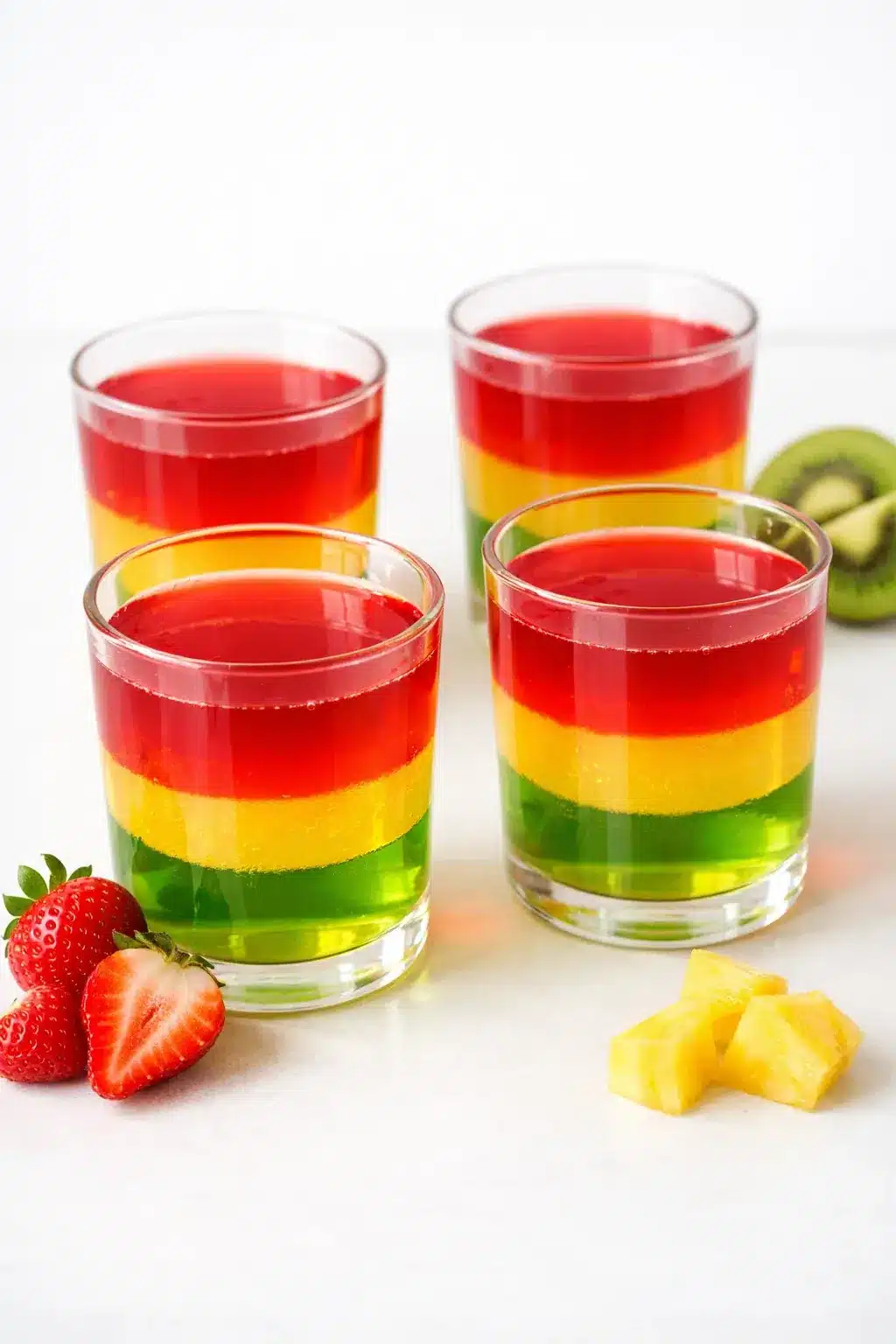 gelatin desserts Colorful fruit gelatin cups dessert